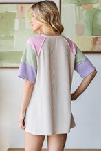 Load image into Gallery viewer, ET7861-10 URBAN RIBBED COLOR BLOCK TOP - krisglamcloset