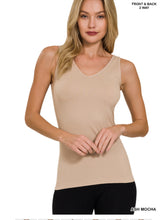 Load image into Gallery viewer, Zenana FRONT & BACK 2-WAY V-NECK / U-NECK SEAMLESS TANK - krisglamcloset