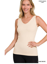 Load image into Gallery viewer, Zenana FRONT & BACK 2-WAY V-NECK / U-NECK SEAMLESS TANK - krisglamcloset