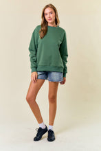 Load image into Gallery viewer, Round Neck Pleated Long Sleeve Fleece Sweatshirt - krisglamcloset