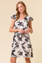 Load image into Gallery viewer, Floral Jacquard V-neck Butterfly Cap Sleeve Dress - krisglamcloset