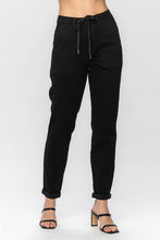 Load image into Gallery viewer, Judy Blue HW Jet Black Double Roll Cuff Jogger- Black - krisglamcloset
