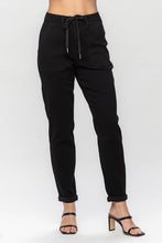 Load image into Gallery viewer, Judy Blue HW Jet Black Double Roll Cuff Jogger- Black - krisglamcloset