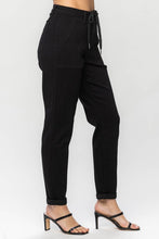 Load image into Gallery viewer, Judy Blue HW Jet Black Double Roll Cuff Jogger- Black - krisglamcloset