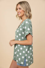 Load image into Gallery viewer, ET8108-11 Polka Dot Textured V-Neck Top - krisglamcloset