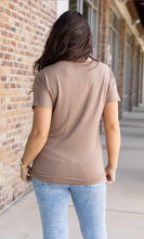 Load image into Gallery viewer, Chloe Cozy Tee - Mocha | Women's V-Neck Top - krisglamcloset