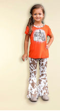 Load image into Gallery viewer, GIRLS' TRIPLE PUMPKIN LEOPARD, COW & ORANGE RINGER TEE - krisglamcloset