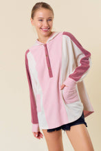 Load image into Gallery viewer, FRENCH TERRY COLOR BLOCK OVERSIZED HENLEY PULLOVER - krisglamcloset