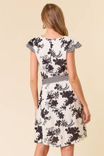 Load image into Gallery viewer, Floral Jacquard V-neck Butterfly Cap Sleeve Dress - krisglamcloset