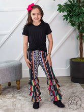 Load image into Gallery viewer, Girls Western Cutie Layered Flare Pants, Multi - krisglamcloset