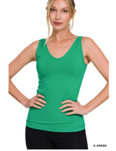 Load image into Gallery viewer, Zenana FRONT & BACK 2-WAY V-NECK / U-NECK SEAMLESS TANK - krisglamcloset