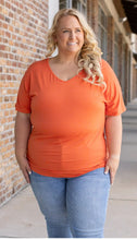 Load image into Gallery viewer, Chloe Cozy Tee - Pumpkin | Women's V-Neck Top - krisglamcloset