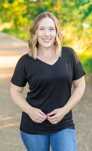 Load image into Gallery viewer, Chloe Cozy Tee - Black | Women's V-Neck Top - krisglamcloset