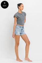 Load image into Gallery viewer, VERVET REBECCA PLUS SIZE HIGH RISE SINGLE CUFF DENIM SHORTS - krisglamcloset