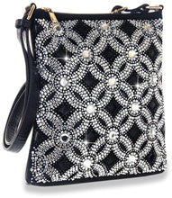 Load image into Gallery viewer, Brilliant Rhinestone Pattern Crossbody Sling - Black - krisglamcloset