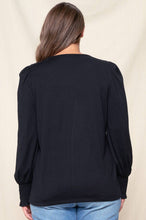 Load image into Gallery viewer, PUFF SLEEVE SMOCKED V-NECK TOP - krisglamcloset