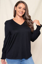 Load image into Gallery viewer, PUFF SLEEVE SMOCKED V-NECK TOP - krisglamcloset
