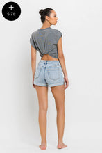 Load image into Gallery viewer, VERVET REBECCA PLUS SIZE HIGH RISE SINGLE CUFF DENIM SHORTS - krisglamcloset