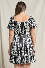 Load image into Gallery viewer, ABSTRACT SATIN PUFF SLEEVE BABYDOLL MINI DRESS - krisglamcloset