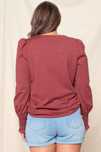 Load image into Gallery viewer, PUFF SLEEVE SMOCKED V-NECK TOP - krisglamcloset