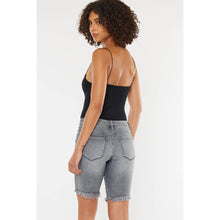 Load image into Gallery viewer, KanCan Dark Gray Mid Rise Bermuda Frayed Shorts - krisglamcloset