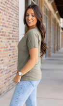 Load image into Gallery viewer, Chloe Cozy Tee - Olive | Women's V-Neck Top - krisglamcloset