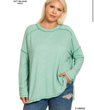 Load image into Gallery viewer, Soft Mélange Hacci Exposed Seam Hi-Low Tee