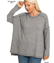 Load image into Gallery viewer, Soft Mélange Hacci Exposed Seam Hi-Low Tee