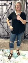 Load image into Gallery viewer, Semi Loose V Neck Sort Sleeve Top - krisglamcloset