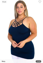 Load image into Gallery viewer, Womens Plus Seamless Triple Criss-Cross Front Cami - krisglamcloset