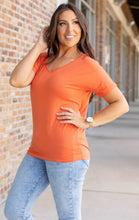 Load image into Gallery viewer, Chloe Cozy Tee - Pumpkin | Women's V-Neck Top - krisglamcloset