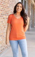 Load image into Gallery viewer, Chloe Cozy Tee - Pumpkin | Women's V-Neck Top - krisglamcloset