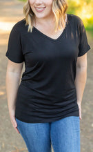 Load image into Gallery viewer, Chloe Cozy Tee - Black | Women's V-Neck Top - krisglamcloset