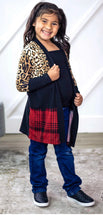 Load image into Gallery viewer, GIRLS' CHILLIN' CARDIGAN WITH LEOPARD AND PLAID - krisglamcloset
