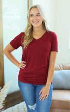 Load image into Gallery viewer, Michelle Mae Sophie Pocket Tee - Burgundy - krisglamcloset