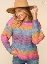 Load image into Gallery viewer, MULTI COLOR OMBRE LONG SLEEVE PULLOVER KNIT - krisglamcloset