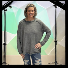 Load image into Gallery viewer, Soft Mélange Hacci Exposed Seam Hi-Low Tee - krisglamcloset