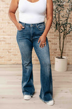 Load image into Gallery viewer, Miley High Waist Control Top Frayed Hem Flare Jeans - krisglamcloset
