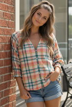 Load image into Gallery viewer, Peachy Picnic Plaid Top