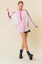 Load image into Gallery viewer, FRENCH TERRY COLOR BLOCK OVERSIZED HENLEY PULLOVER - krisglamcloset