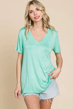 Load image into Gallery viewer, Semi Loose V Neck Sort Sleeve Top - krisglamcloset