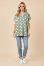 Load image into Gallery viewer, ET8108-11 Polka Dot Textured V-Neck Top - krisglamcloset