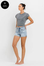 Load image into Gallery viewer, VERVET REBECCA PLUS SIZE HIGH RISE SINGLE CUFF DENIM SHORTS - krisglamcloset