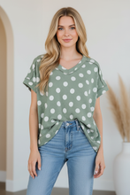 Load image into Gallery viewer, ET8108-11 Polka Dot Textured V-Neck Top - krisglamcloset