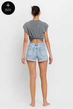 Load image into Gallery viewer, VERVET REBECCA PLUS SIZE HIGH RISE SINGLE CUFF DENIM SHORTS - krisglamcloset