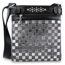 Load image into Gallery viewer, Rhinestone Check Design Crossbody Sling - Black - krisglamcloset