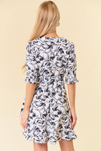 Load image into Gallery viewer, Floral Smocked Cuff Puff Short Sleeve Wrap Mini Dress - krisglamcloset