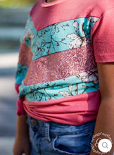 Load image into Gallery viewer, GIRLS' HELLO SPRING TEE, PINK SEQUIN AND FLORAL - krisglamcloset