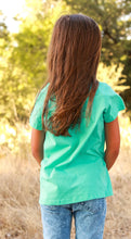 Load image into Gallery viewer, GIRLS' GOOD VIBES ON TURQUOISE CREWNECK TEE - krisglamcloset
