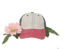 Load image into Gallery viewer, Girls Beige, Brown and Coral Distressed Hat - krisglamcloset